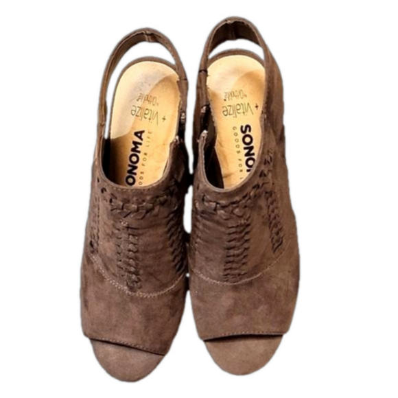 Sonoma vitalize by ortholite brown peep toe sandals size 7 zip up side aussie - Picture 2 of 10